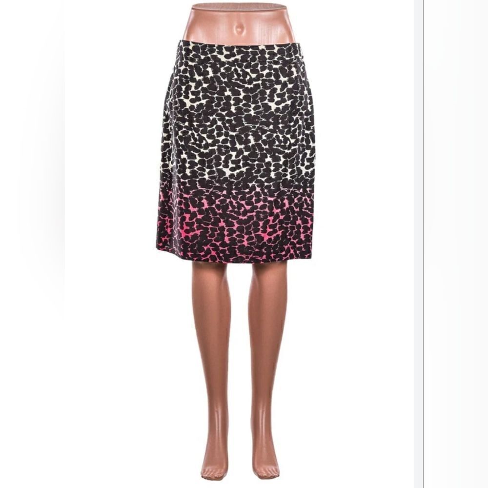 J.Crew 6 Brown Pink Leopard Print Lined 100% LINEN Zipper Women’s  Skirt